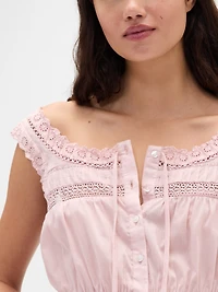 Lace-Trim Peplum Top