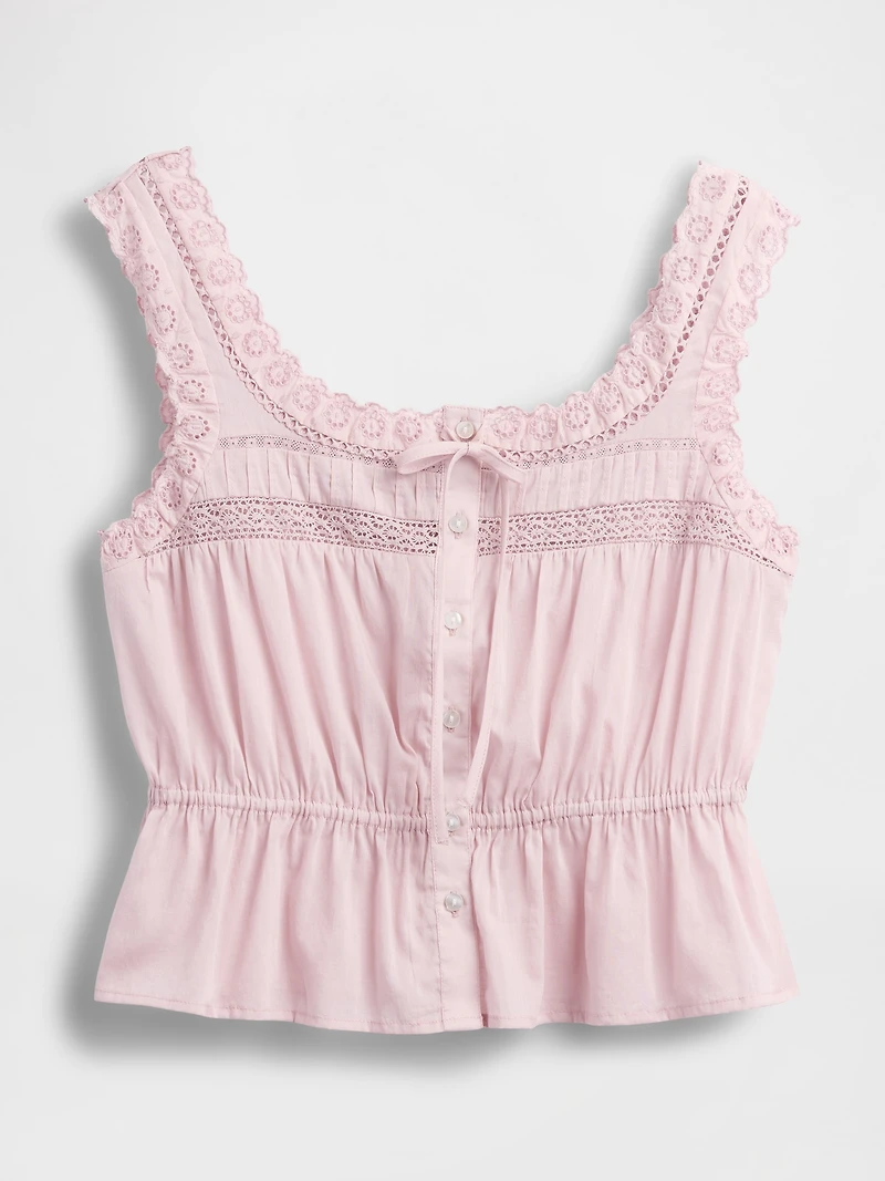 Lace-Trim Peplum Top