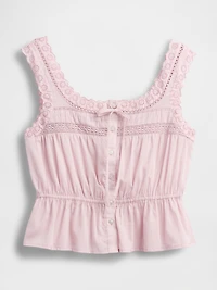 Lace-Trim Peplum Top
