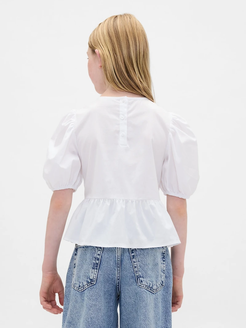 Kids Puff-Sleeve Peplum Top