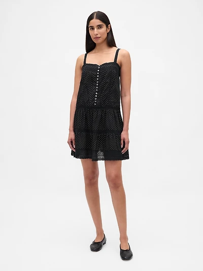 Lace-Trim Drop-Waist Mini Dress