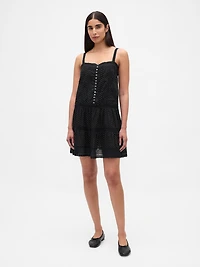 Lace-Trim Drop-Waist Mini Dress