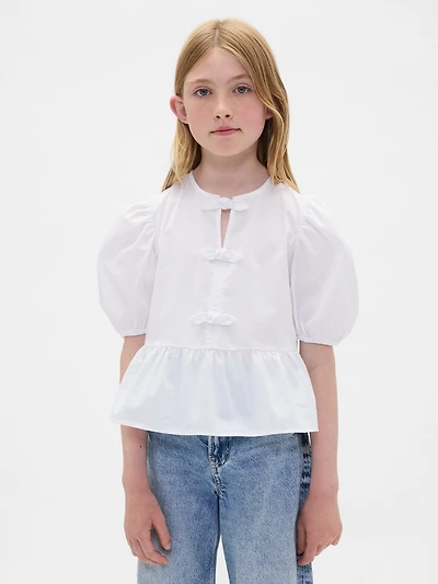 Kids Puff-Sleeve Peplum Top