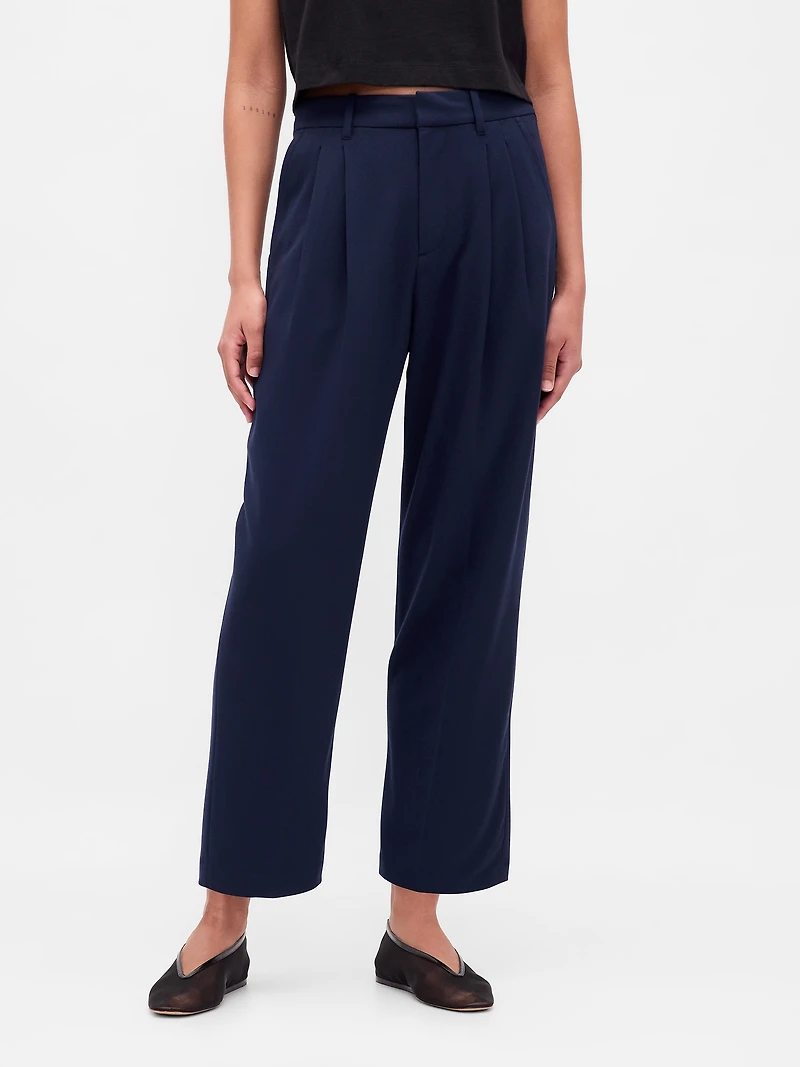 365 High Rise Brushed Twill Taper Ankle Trousers