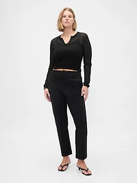 High Rise Ponte Slim Crop Pants