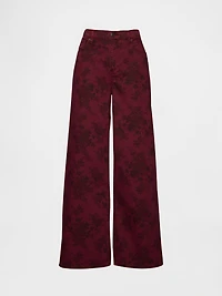 Mid Rise Floral Baggy Jeans