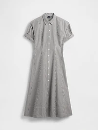 Poplin Roll-Cuff Midi Shirtdress