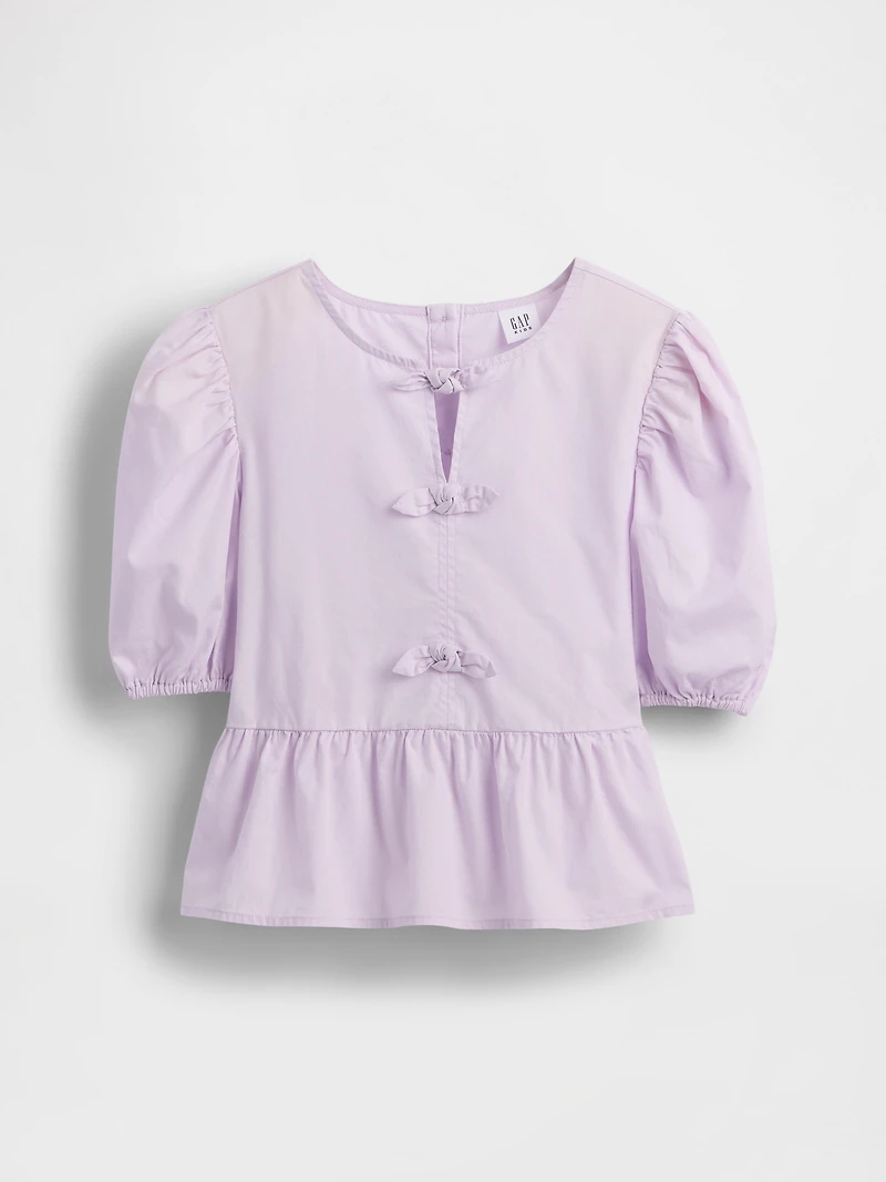 Kids Puff-Sleeve Peplum Top