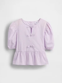 Kids Puff-Sleeve Peplum Top