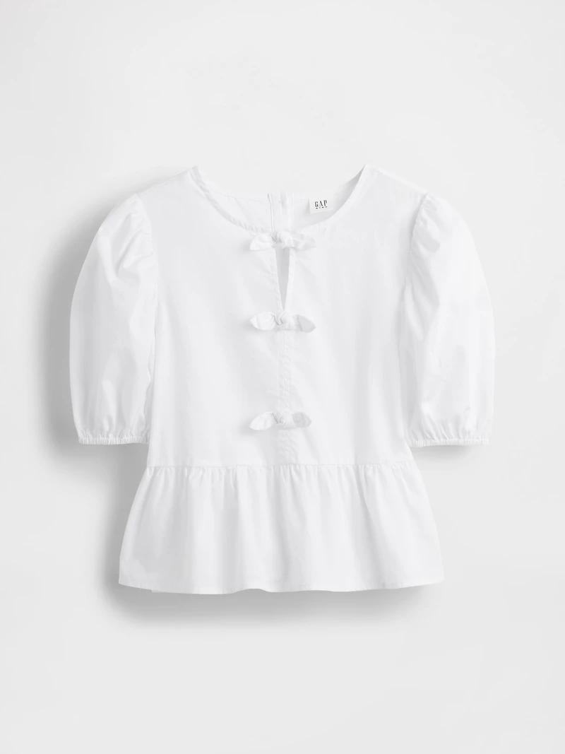 Kids Puff-Sleeve Peplum Top