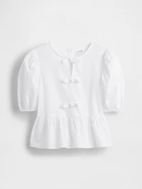 Kids Puff-Sleeve Peplum Top