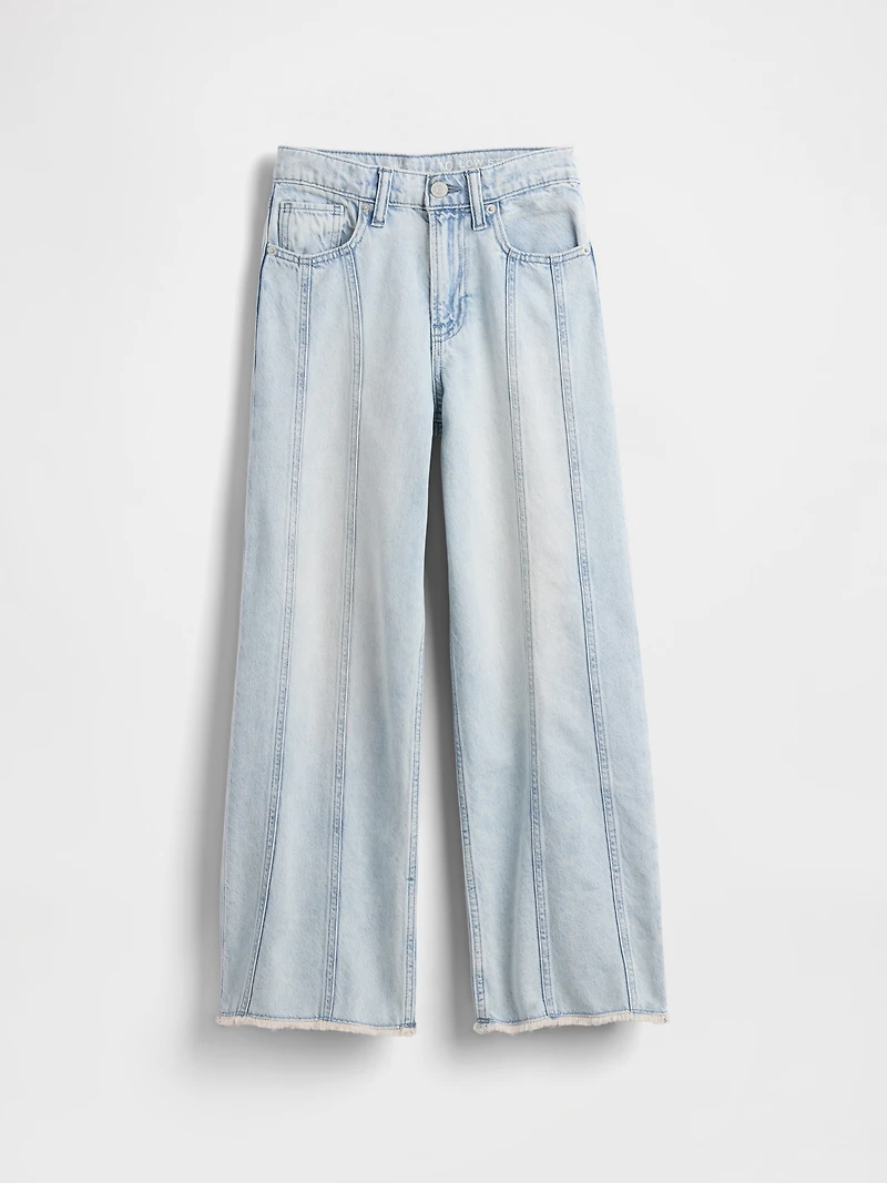 Kids Low Rise Stride Seamed Wide-Leg Jeans