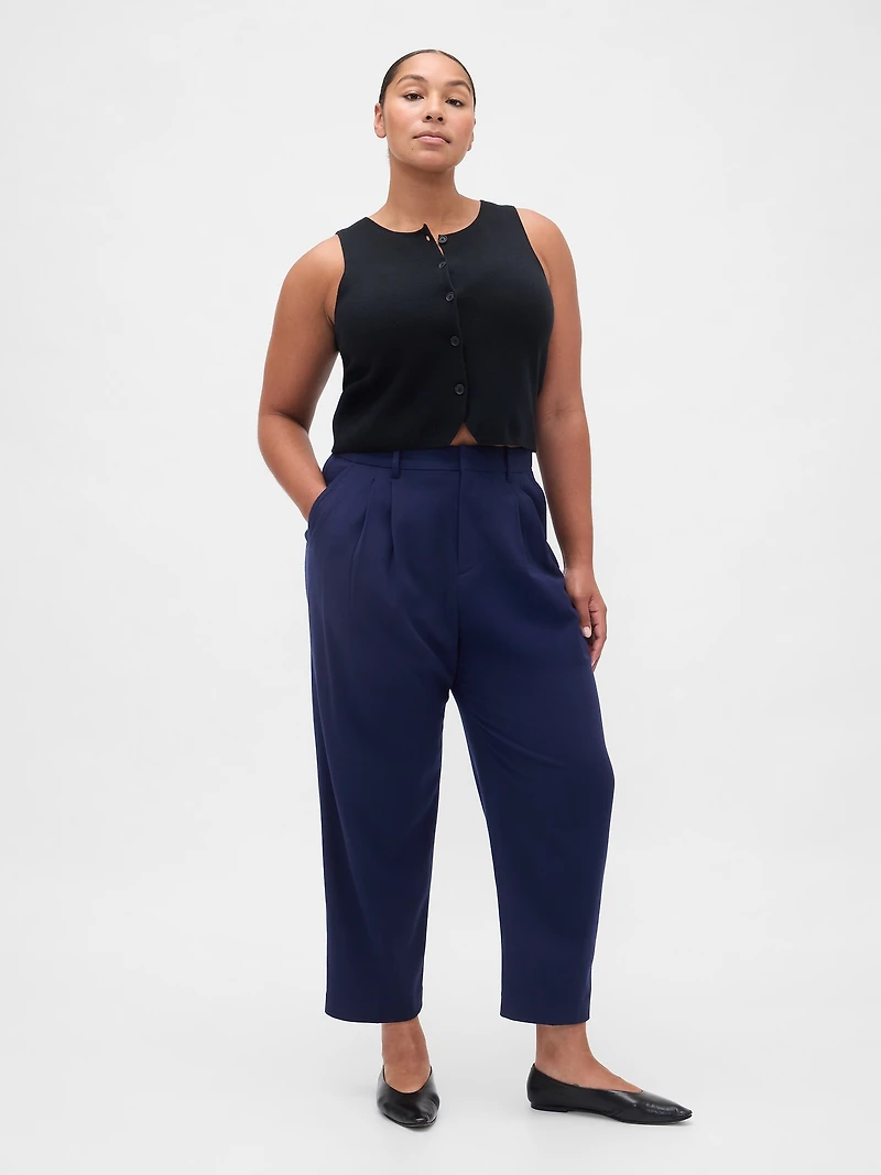 365 High Rise Brushed Twill Taper Ankle Trousers