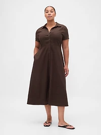 Linen-Blend Midi Shirtdress