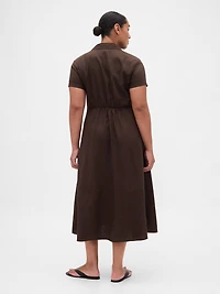 Linen-Blend Midi Shirtdress
