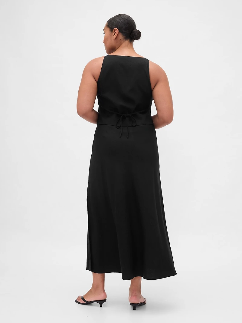 Linen-Blend Vest Maxi Dress
