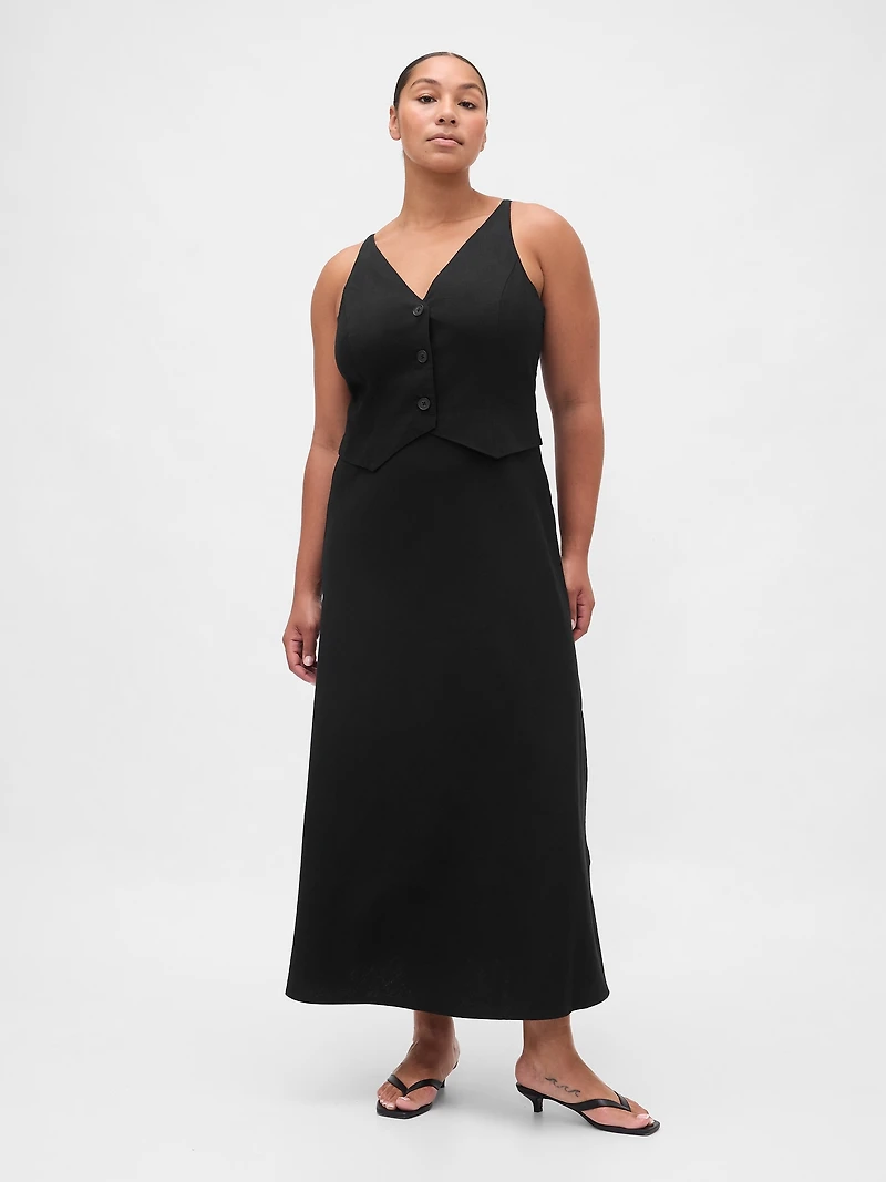 Linen-Blend Vest Maxi Dress