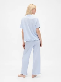 Linen-Blend Ruffle PJ Pants