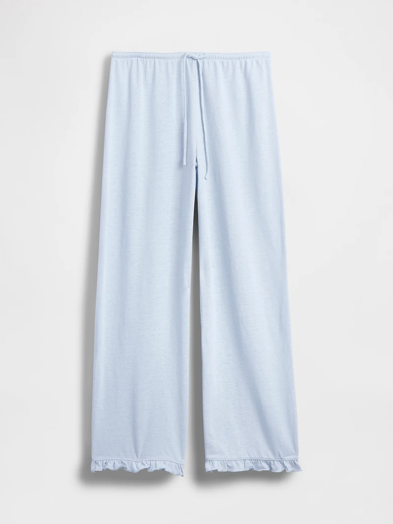 Linen-Blend Ruffle PJ Pants