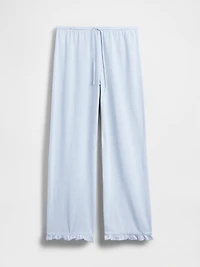 Linen-Blend Ruffle PJ Pants