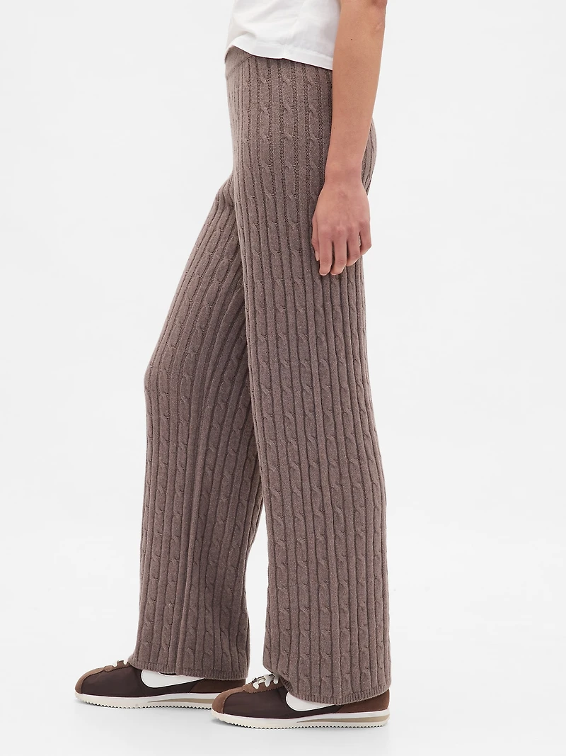 CashSoft Cable-Knit Sweater Pants
