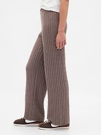 CashSoft Cable-Knit Sweater Pants