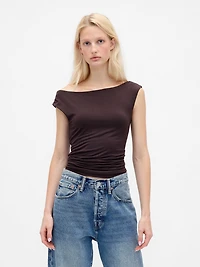 Off-Shoulder Ruched Crop Top