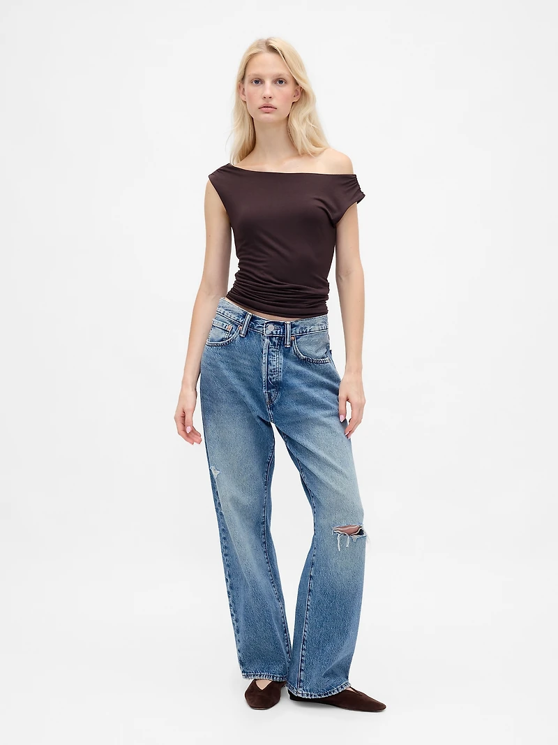 Off-Shoulder Ruched Crop Top