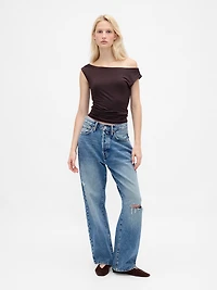 Off-Shoulder Ruched Crop Top