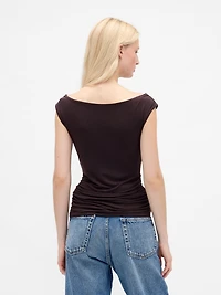 Off-Shoulder Ruched Crop Top