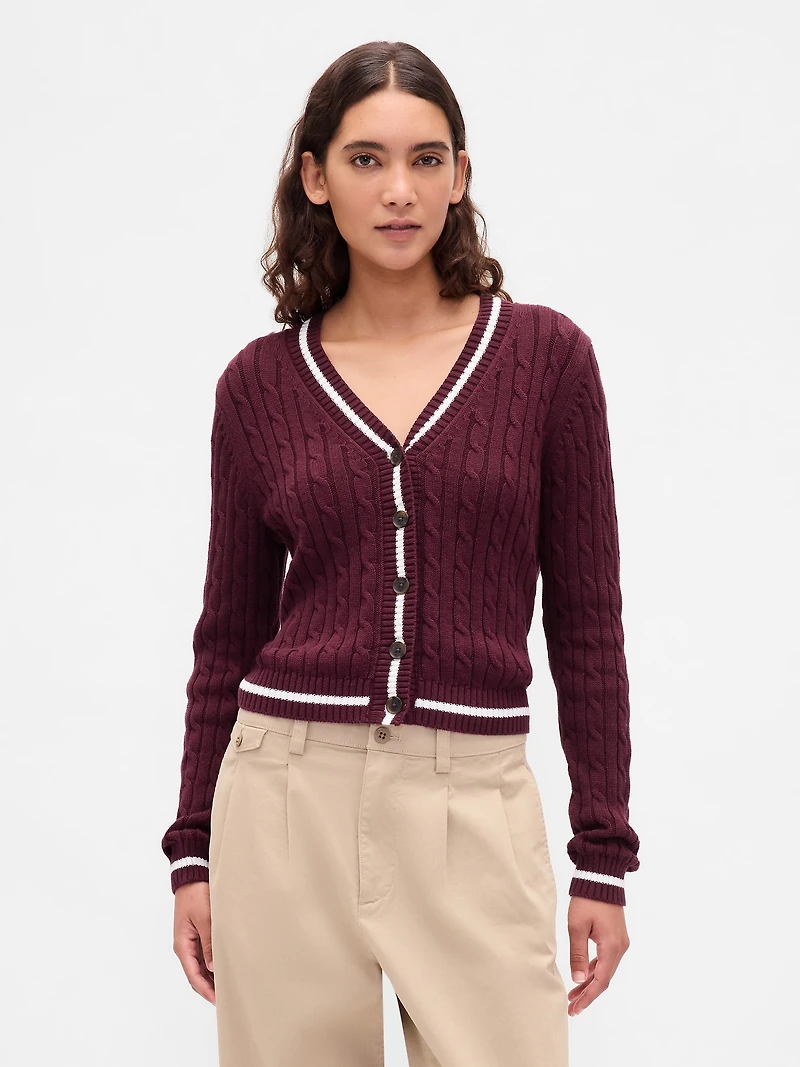 100% Cotton Cable-Knit Cardigan