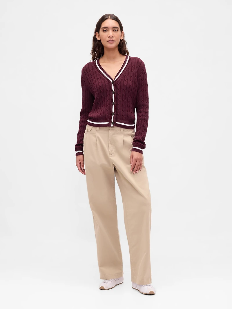 100% Cotton Cable-Knit Cardigan