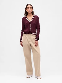 100% Cotton Cable-Knit Cardigan