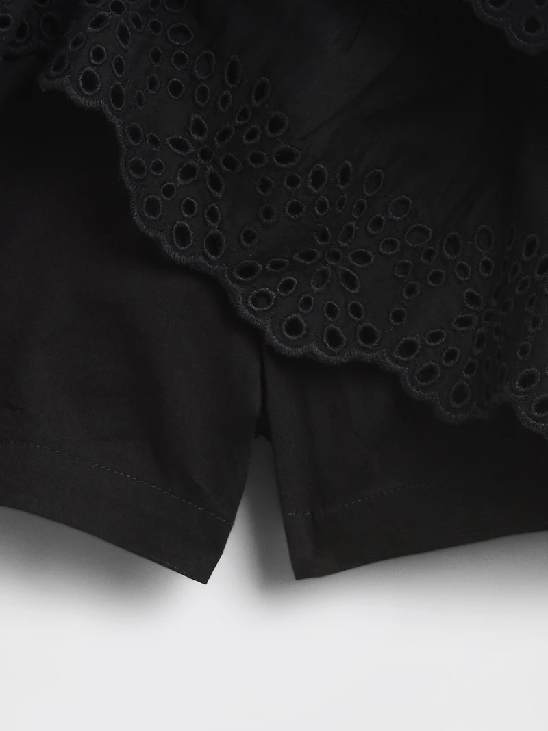 Eyelet Ruffle Mini Skort