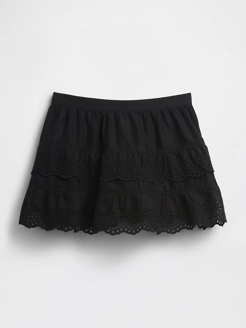 Eyelet Ruffle Mini Skort
