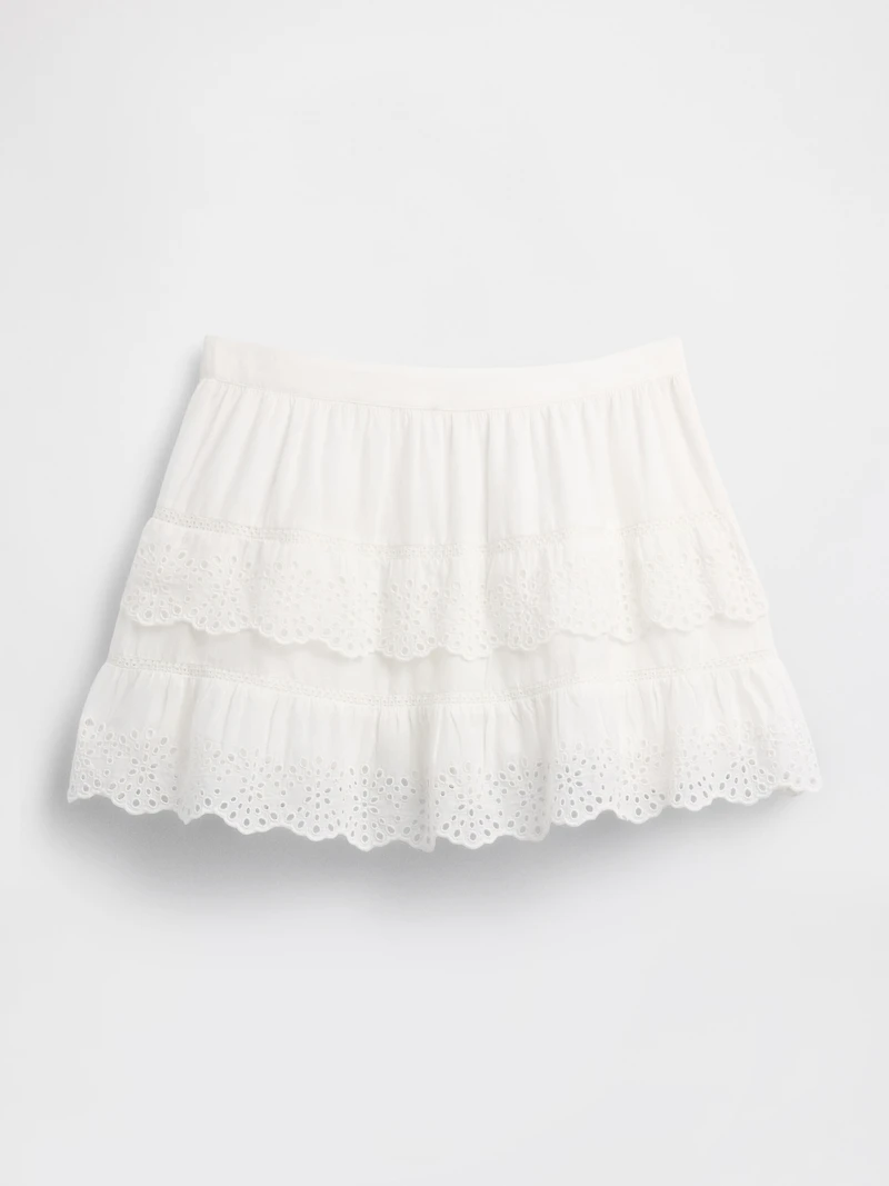 Eyelet Ruffle Mini Skort