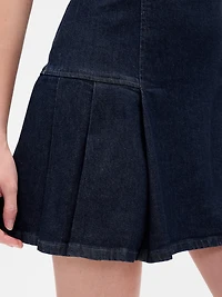 Denim Side Pleat Mini Dress
