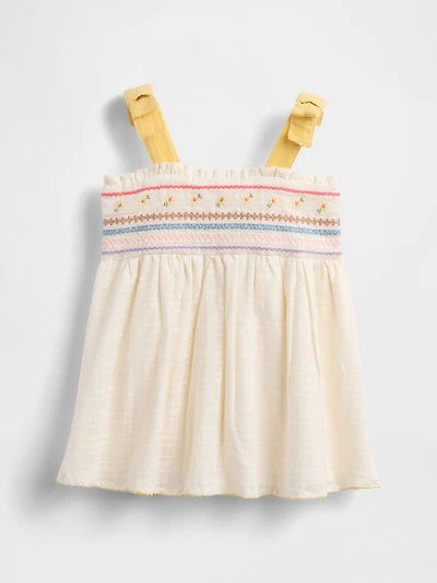 Baby Embroidered Tie-Shoulder Dress