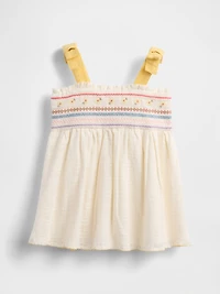 Baby Embroidered Tie-Shoulder Dress