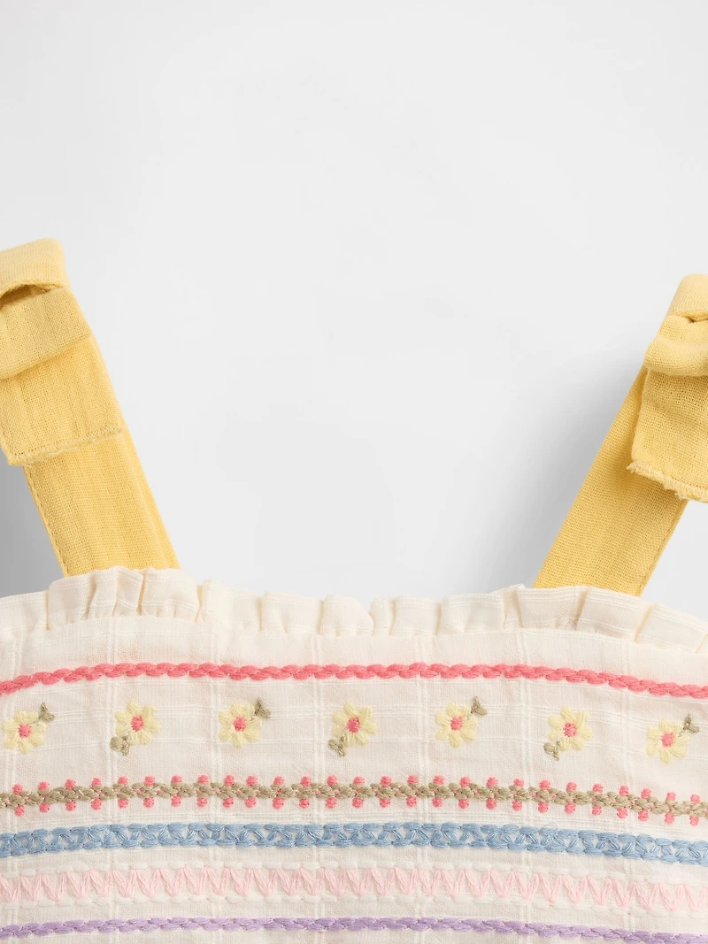 Baby Embroidered Tie-Shoulder Dress