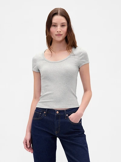 Modern Compact Rib Scoop Crop T-Shirt