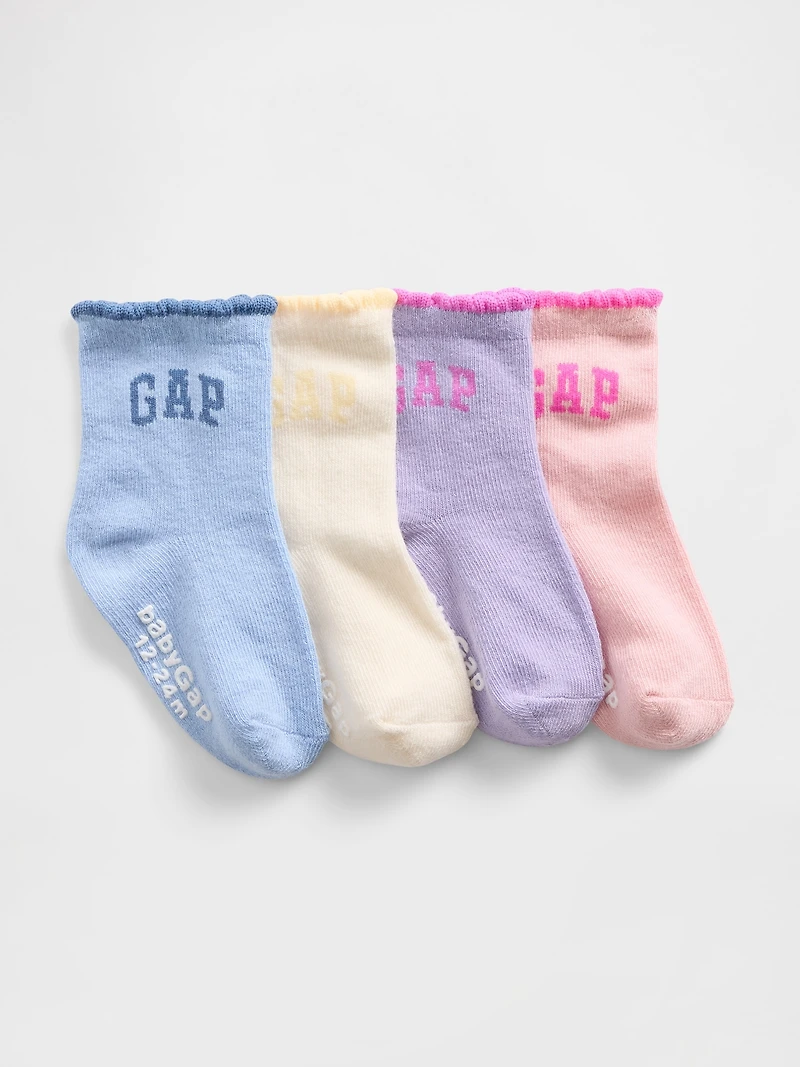 Baby & Toddler Quarter Crew Logo Socks (4-Pack)