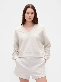 French Terry V-Neck Crop Sweatshirt
