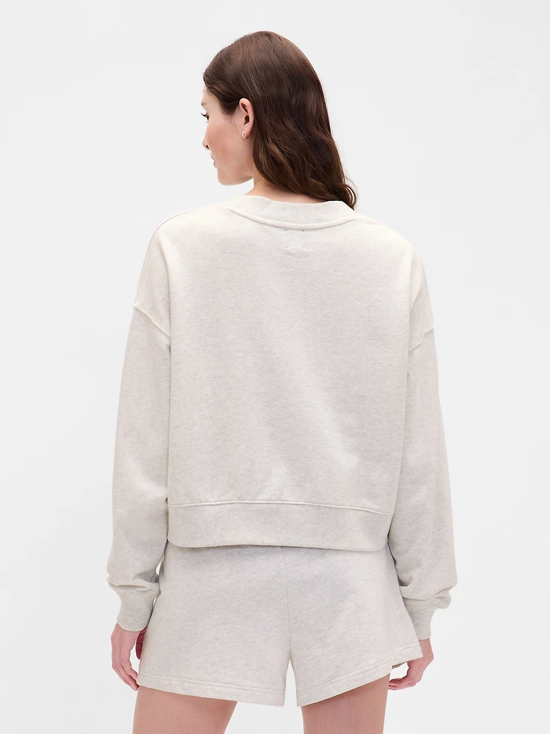 French Terry V-Neck Crop Sweatshirt