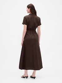Linen-Blend Midi Shirtdress