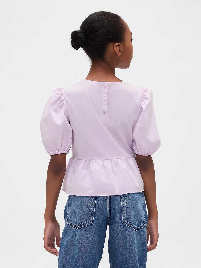 Kids Puff-Sleeve Peplum Top