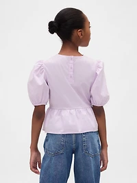 Kids Puff-Sleeve Peplum Top