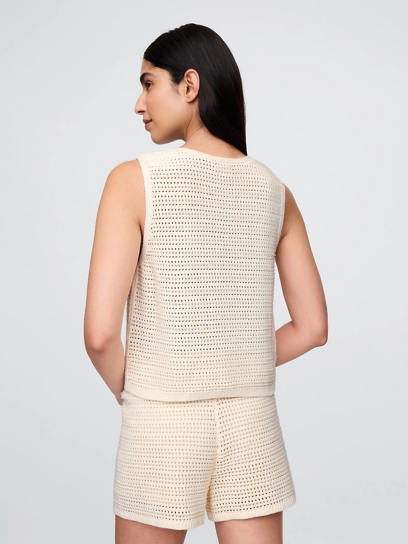 100% Cotton Crochet Hook-Front Vest