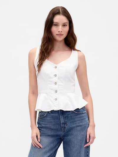 Denim Peplum Tank Top