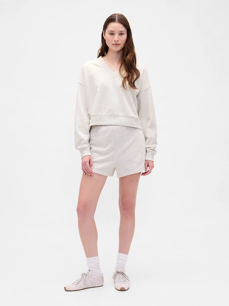 French Terry V-Neck Crop Sweatshirt